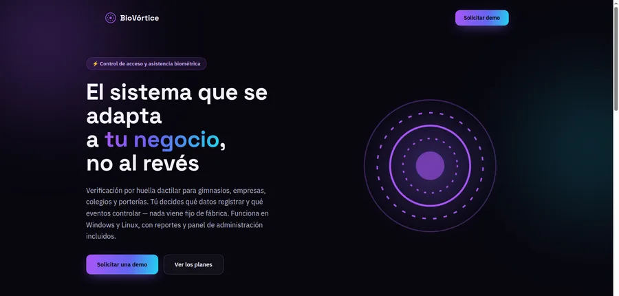 BioVórtice: plataforma biométrica para control de acceso y asistencia empresarial